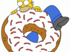 Homer Simpson eating a giant donut.