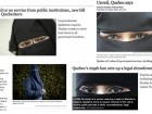 Newspaper photo editors show their creativity when selecting images for this story. Bottom left is from the Star, that actually dispatched a photographer instead of using the file-photo cliché of "eyes peeking through veil"