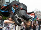 Angry black dragon puppet