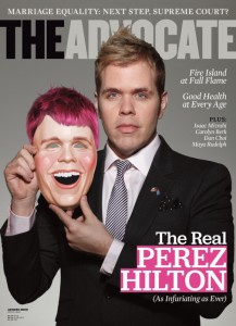 Perez Hilton on the cover of The Advocate.