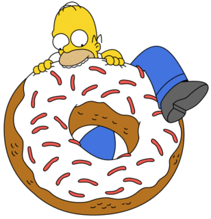 Homer Simpson eating a giant donut.