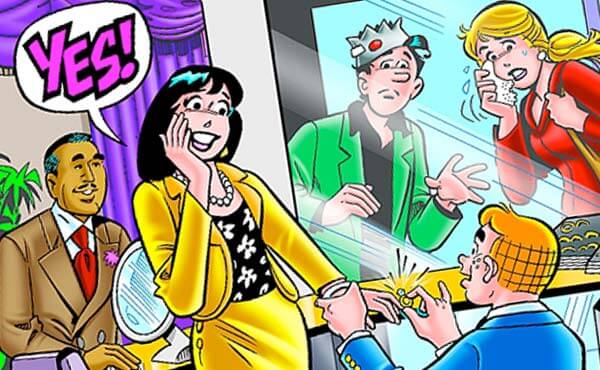 Archie proposes to Veronica on the cover of the September 2009 issue of Archie Comics.