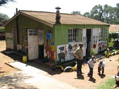 The Greenhouse Preschool in the Kibera slum, Nairobi, Kenya. The school aims to improve the quality of life for disabled children in the neighbourhood. Photo courtesy Deaf Aid