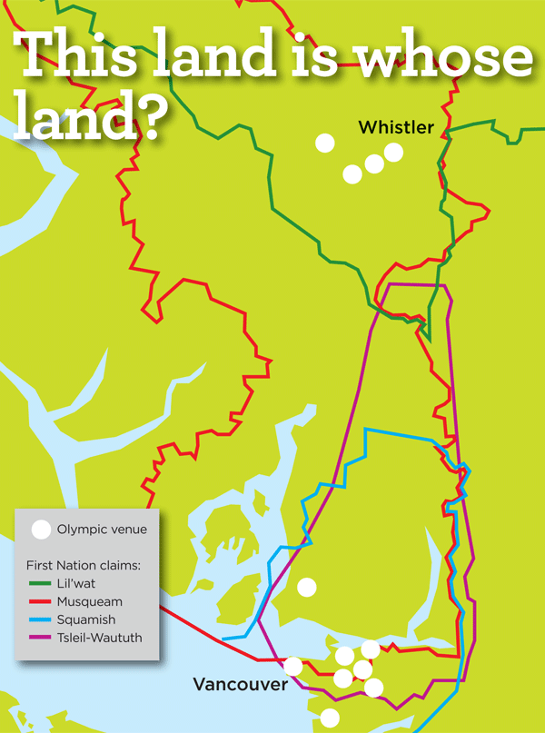 Four First Nations communities overlap Vancouver Olympic Sites from Vancouver to Whistler.