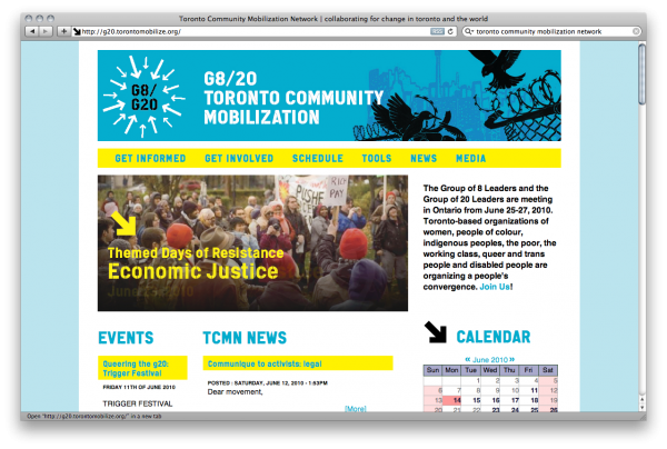 Screenshot of Toronto Community Mobilization's website