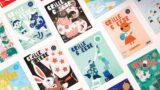 Image of colourful magazine covers arranged into orderly lines.