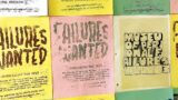 Photo of a wall plastered with colourful posters which read: Failures Wanted